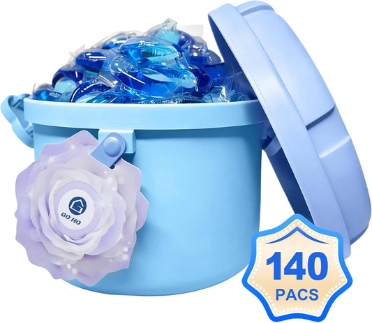 140-Count Laundry Detergent Pacs, 5-in-1 Powerful Clean, Stain Remover, Color Protector, Fabric Care, Deep Hygienic Clean, HE Compatible (15g, Ocean, 140 Count)