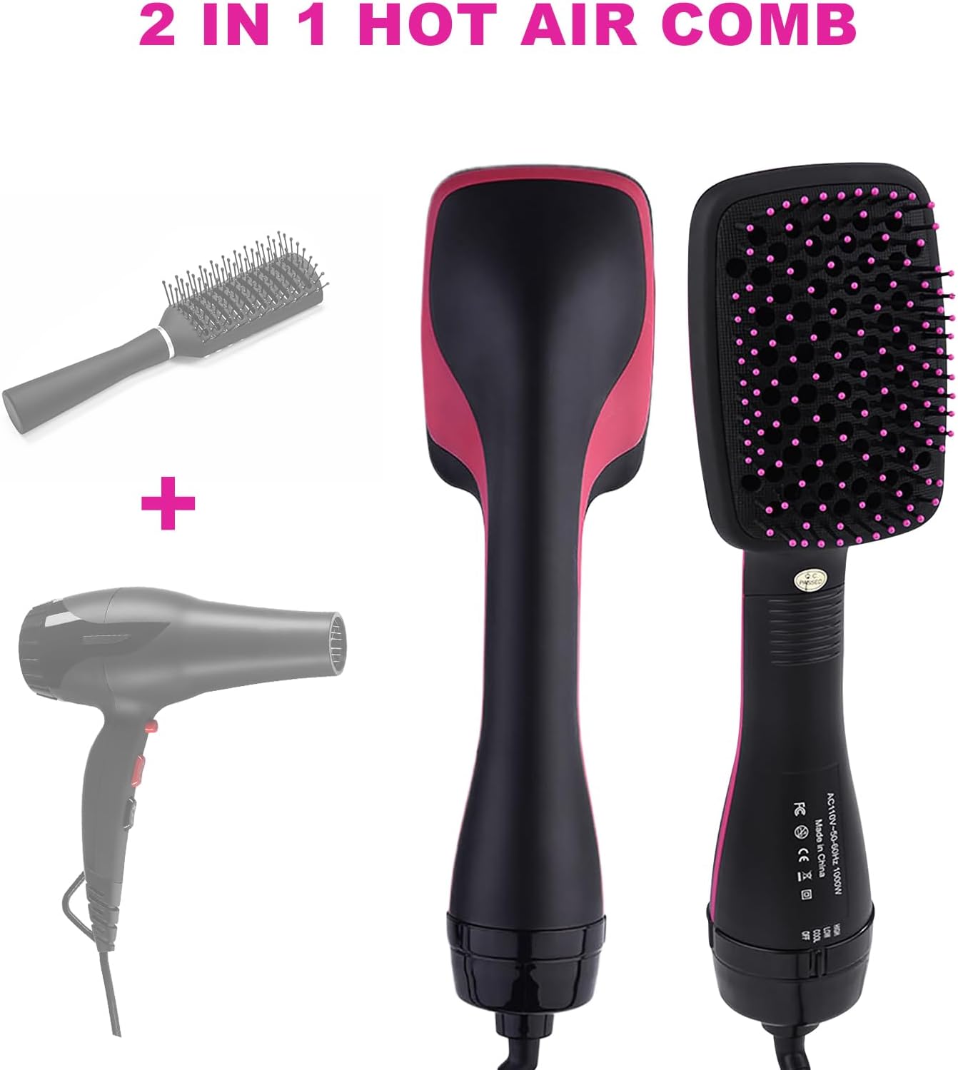 2 in 1 Hair Dryer & Styler, One Step Hair Dryer Brush Straightener, Negative Ion Electric Hot Air Blow Dryer Comb