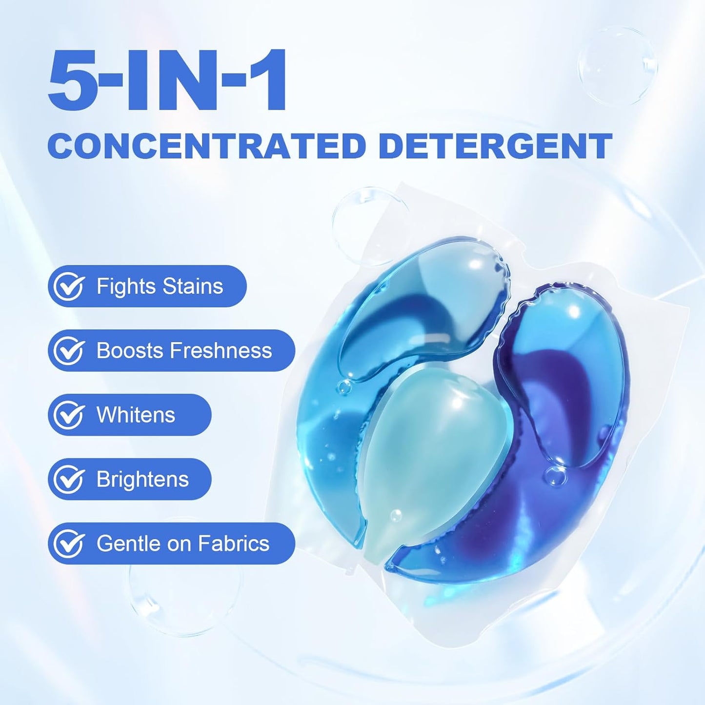 140-Count Laundry Detergent Pacs, 5-in-1 Powerful Clean, Stain Remover, Color Protector, Fabric Care, Deep Hygienic Clean, HE Compatible (15g, Ocean, 140 Count)