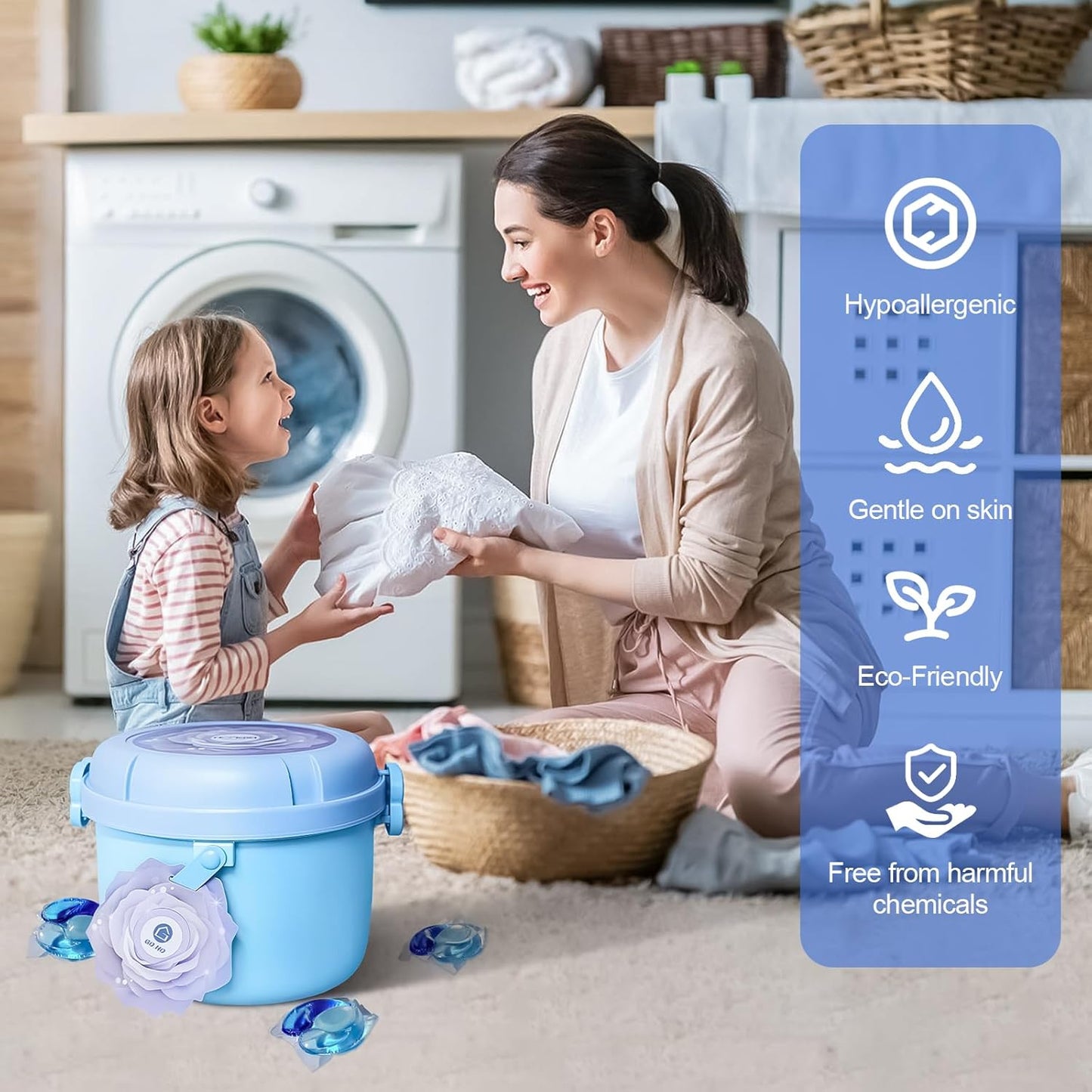 140-Count Laundry Detergent Pacs, 5-in-1 Powerful Clean, Stain Remover, Color Protector, Fabric Care, Deep Hygienic Clean, HE Compatible (15g, Ocean, 140 Count)