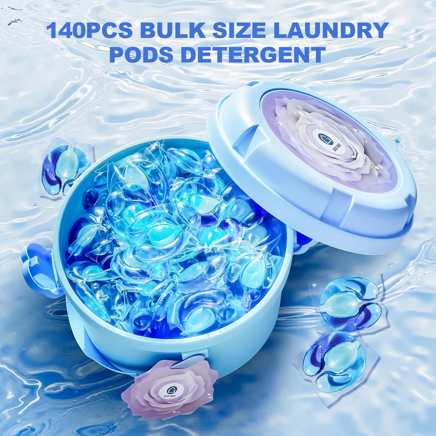 140-Count Laundry Detergent Pacs, 5-in-1 Powerful Clean, Stain Remover, Color Protector, Fabric Care, Deep Hygienic Clean, HE Compatible (15g, Ocean, 140 Count)