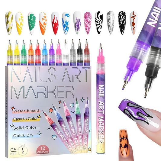 12 Farben 3D Nagelkunst Stift Set, 1 Box Nagellackstift, Nagelpunkt Graffiti Punktierstift, Zeichen Pinsel für DIY Nagelkunst, Maniküre -Shop